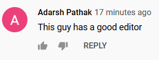 Youtube comment on video editing