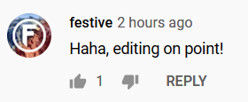 Youtube comment on video editing